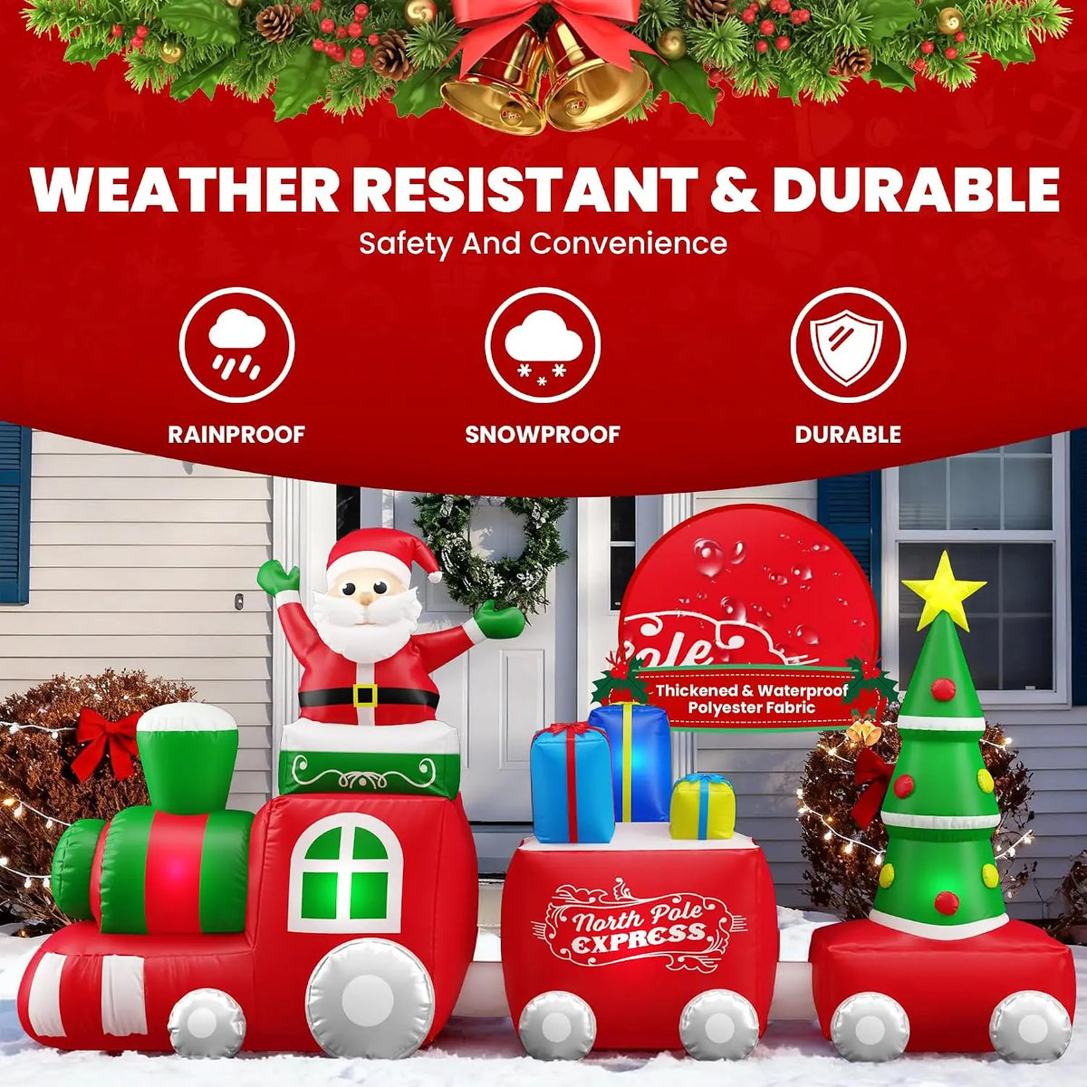 SHXI Christmas Inflatable Santa Train Decoration