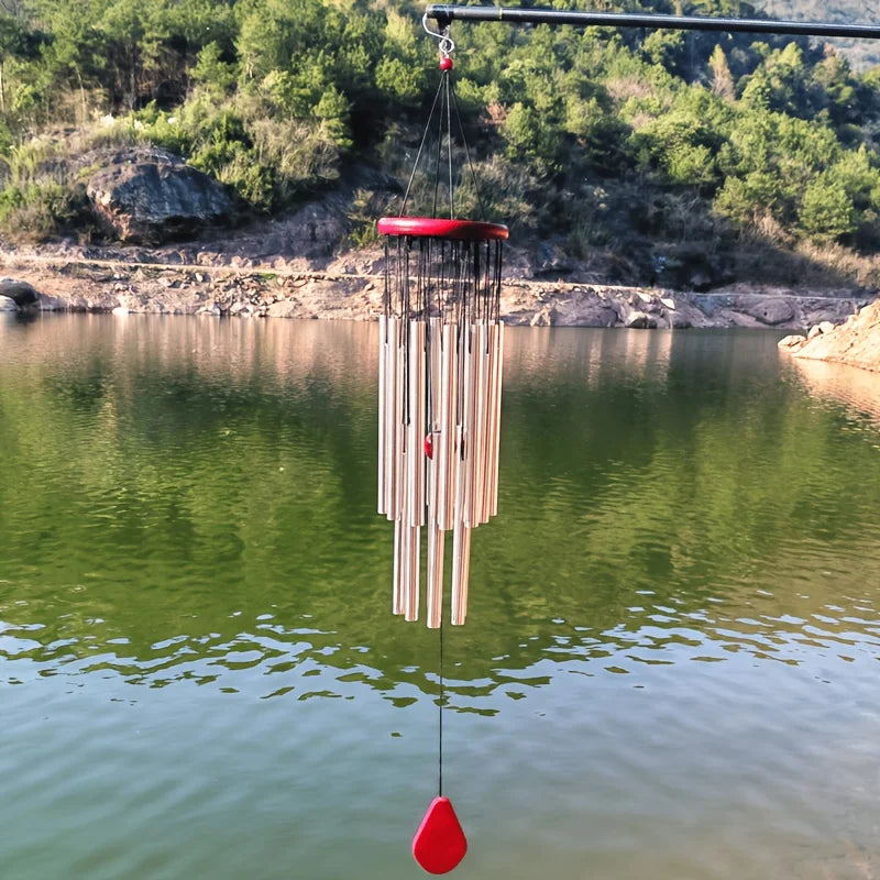 Metal Wind Chime With Wooden Top For Garden Decor