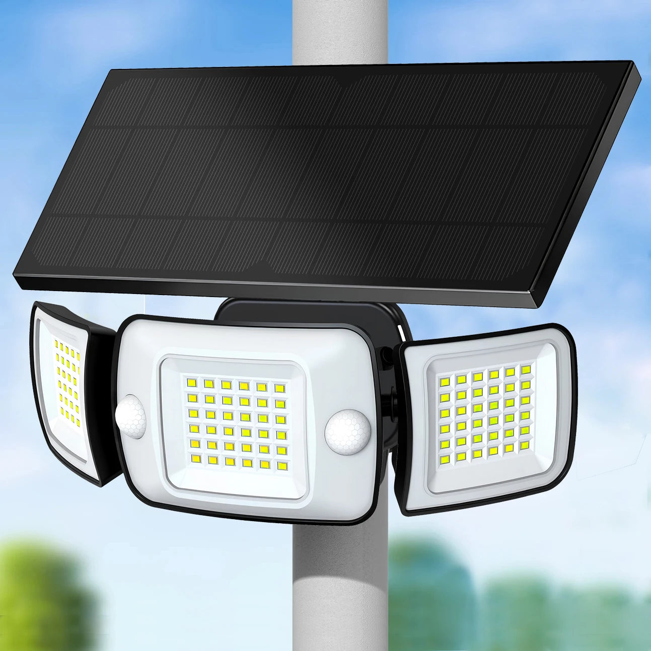 Intelamp Dual Motion Sensor Solar Outdoor Flood Light