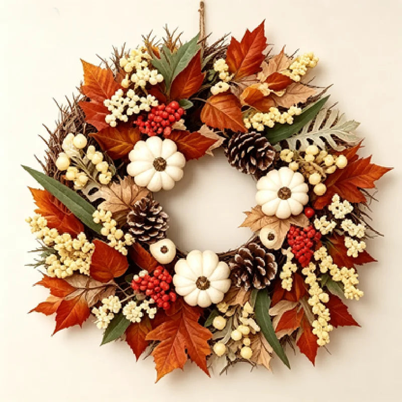 Thanksgiving Pumpkin And Maple Leaf Door Wreath
