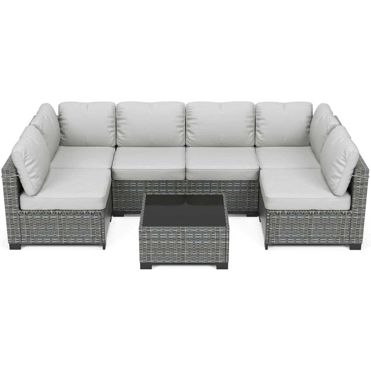HiMISS Modular Outdoor Rattan Conversation Sofa Set