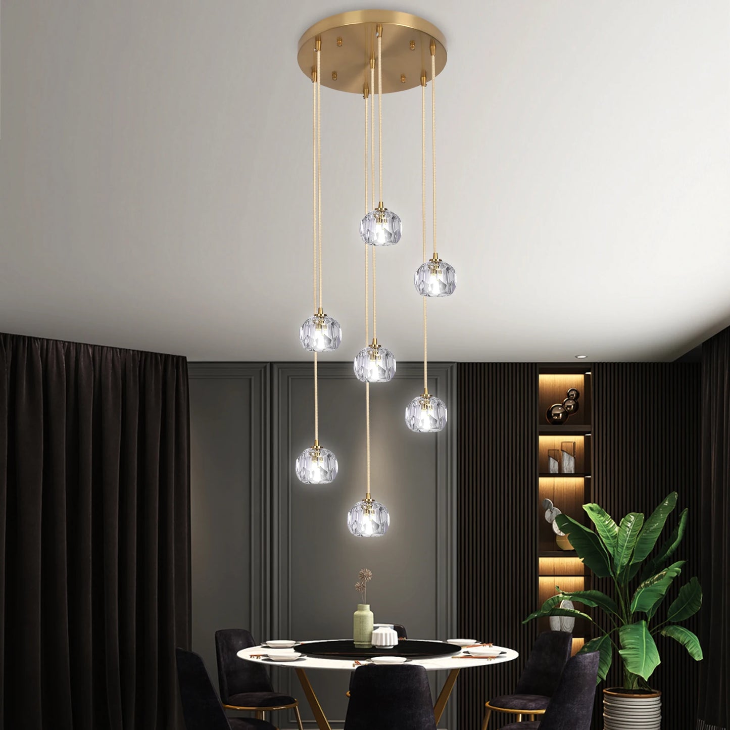 Crystal Ball Led Modern Cluster Chandelier Pendant Light Home Decor Ceiling Lamp Luxury Lustres Living Dining Room Stair Fixture