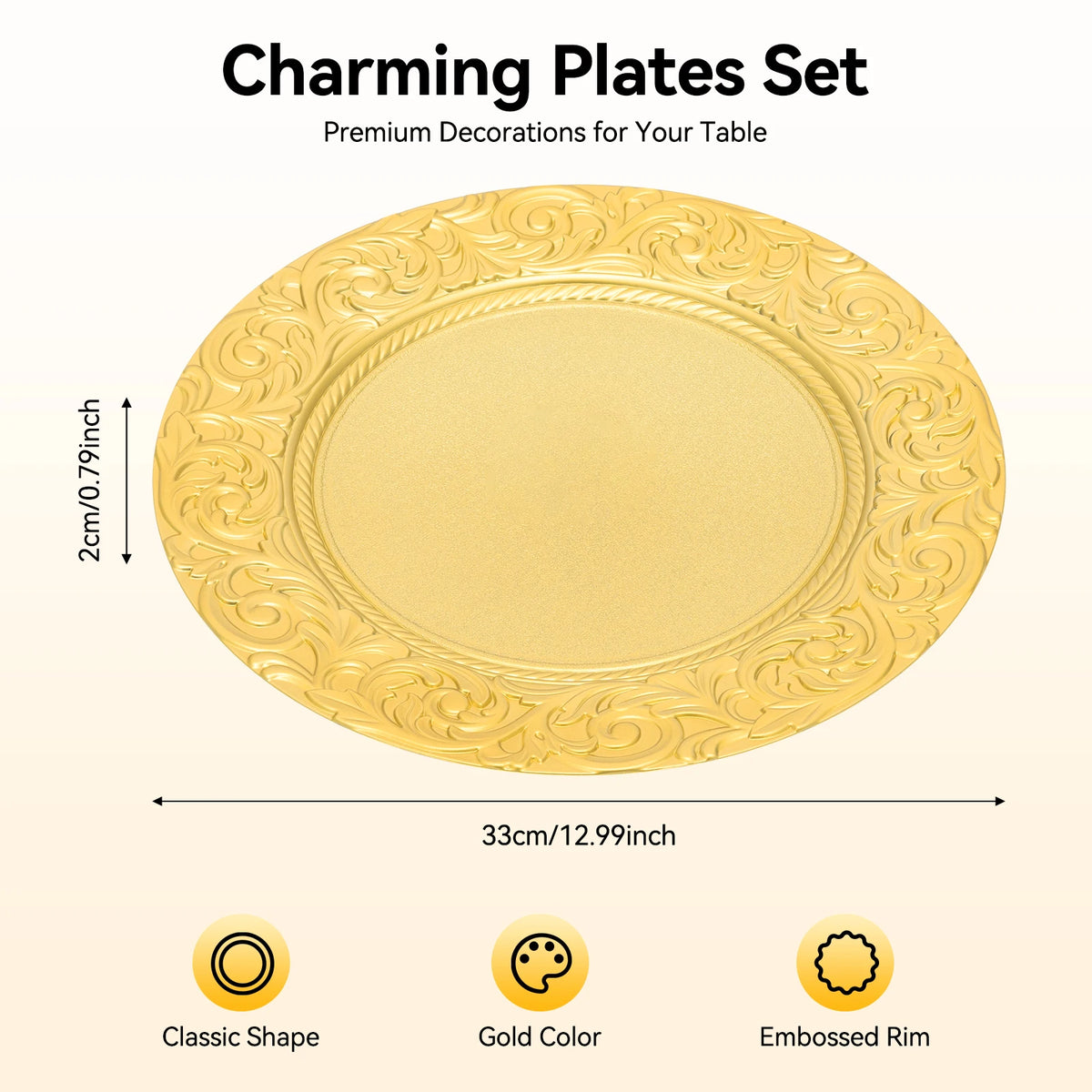 Embossed Disposable Charger Plates for Weddings and Parties