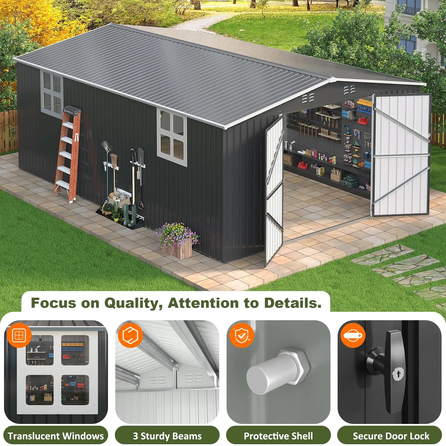 Viwat Heavy Duty Metal Outdoor Storage Shed