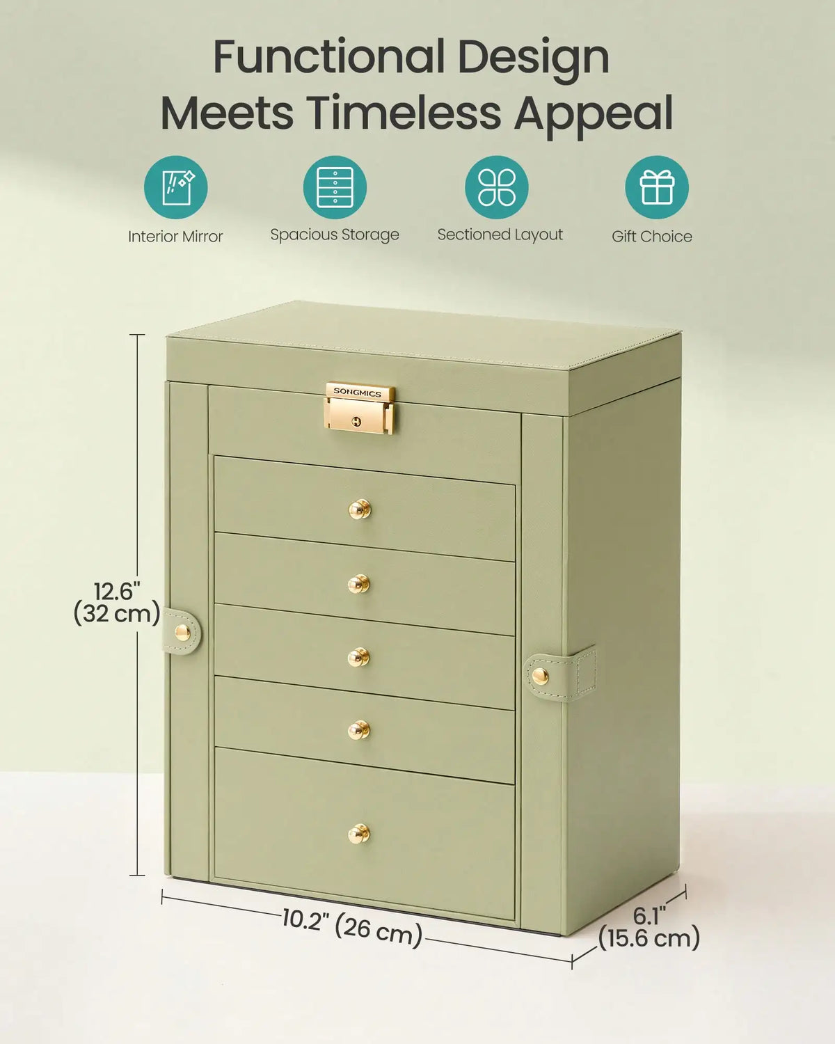 Jewelry Organizer Box With Mirror And Lock