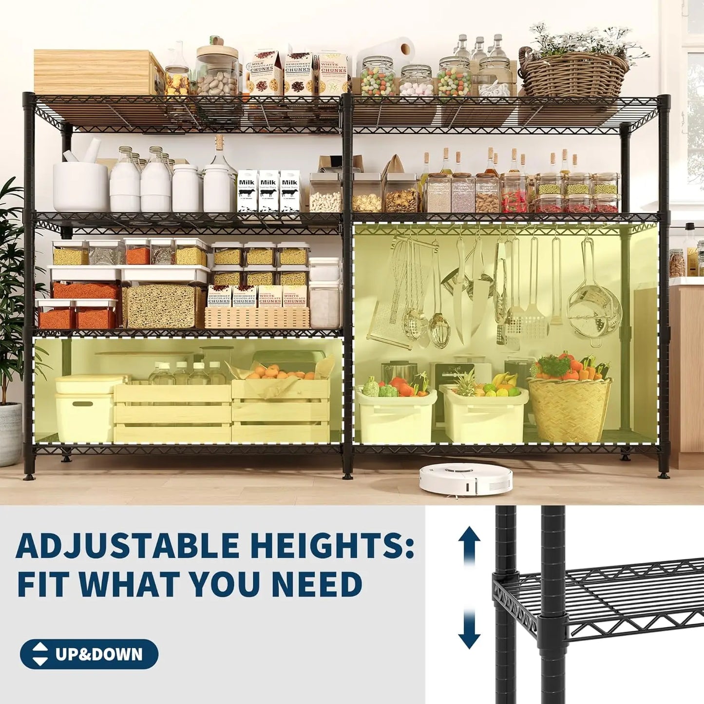 TWISTER.CK Heavy Duty 4 Tier Adjustable Metal Shelving