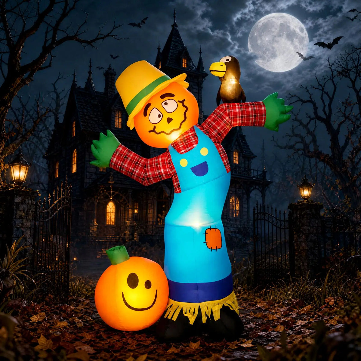 HiMISS Halloween Pumpkin Scarecrow Inflatable Yard Decor