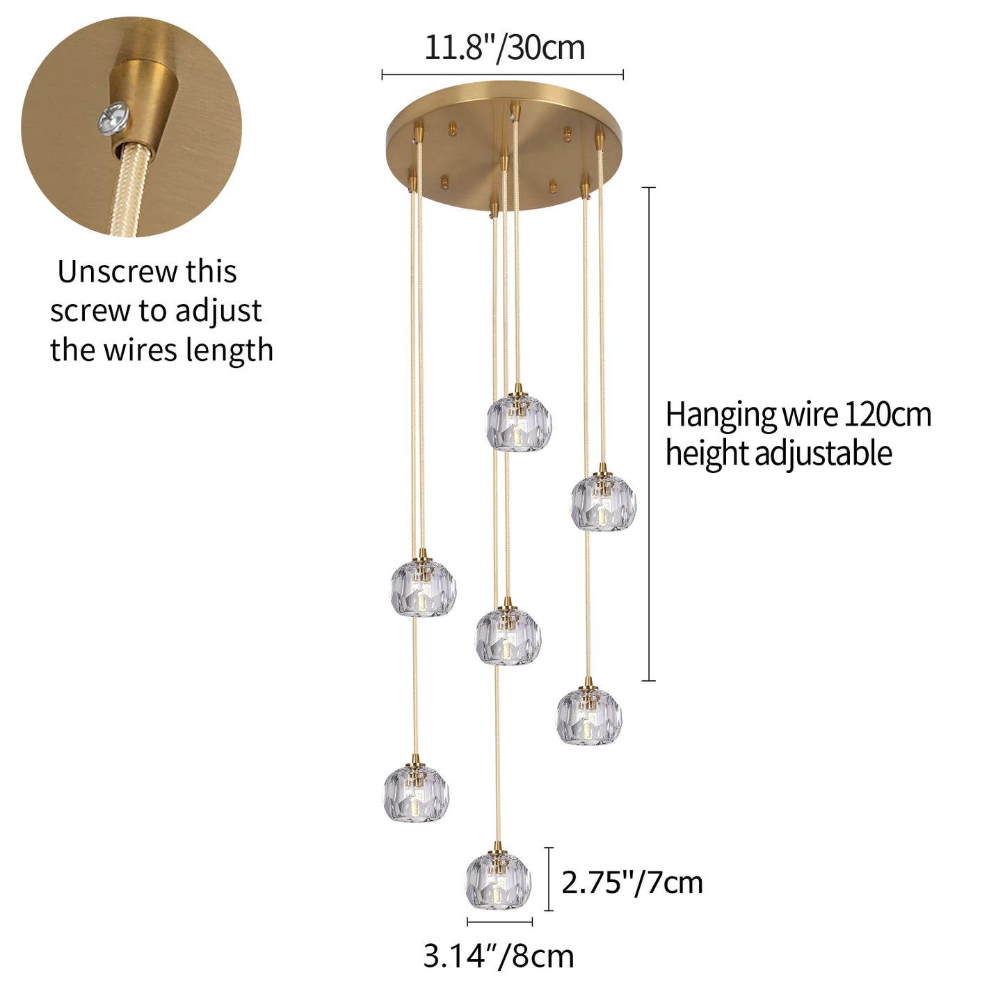 Crystal Ball Led Modern Cluster Chandelier Pendant Light Home Decor Ceiling Lamp Luxury Lustres Living Dining Room Stair Fixture
