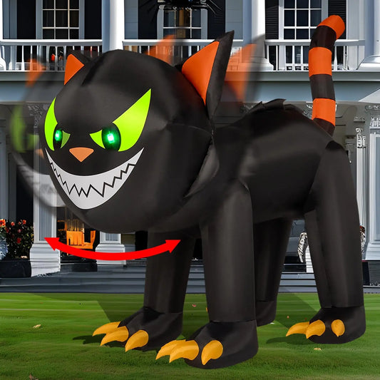 Joyfy Halloween Cat Inflatables With Moving Head For Yard