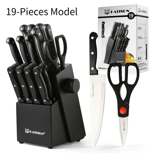 Katisun 19-Piece Kitchen Knife Set With Block