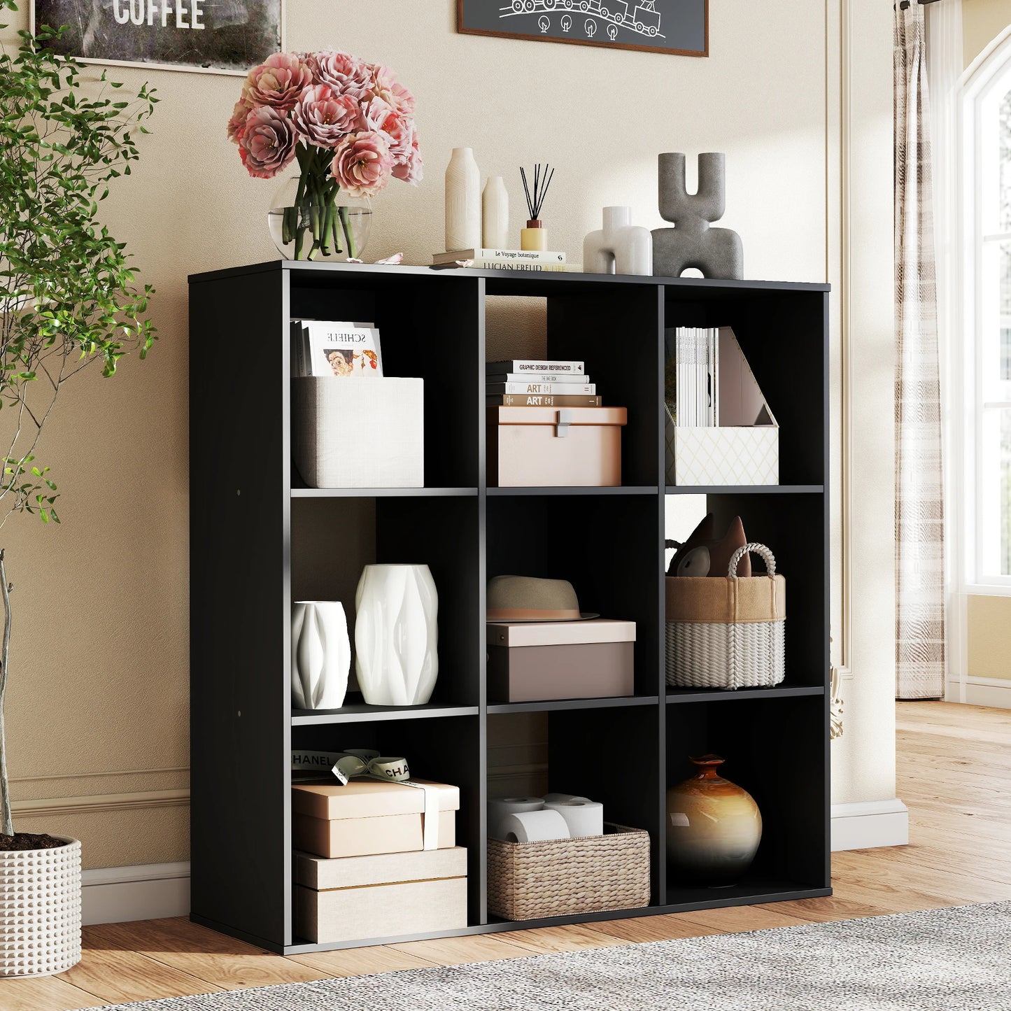 JHK Wooden Cube Storage Organizer Open Bookshelf