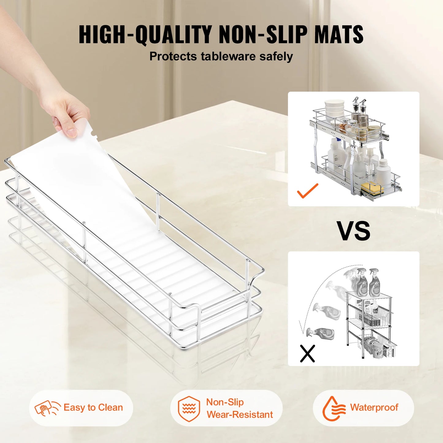 VEVOR Pull Out Cabinet Organizer Heavy Duty Slide Out Pantry Shelves Sliding Drawer Storage for Home Inside Kitchen Cabinet