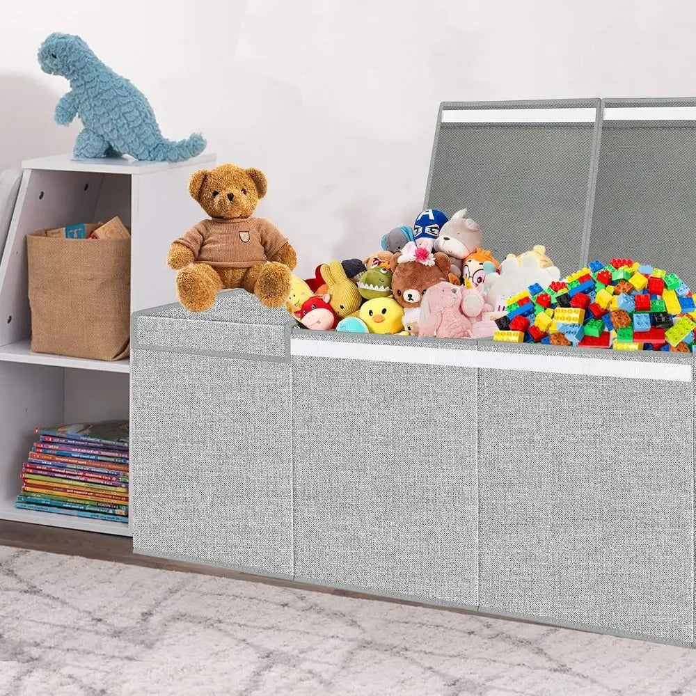 Collapsible Kids Toy Chest Boxes Organizers and Storage for Livingroom, Playroom, Closet - 35.8x12.6x16 Grey