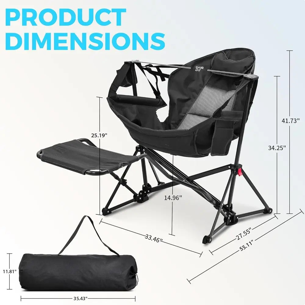 Folding Hammock Camping Chair With Footrest And Cup Holder