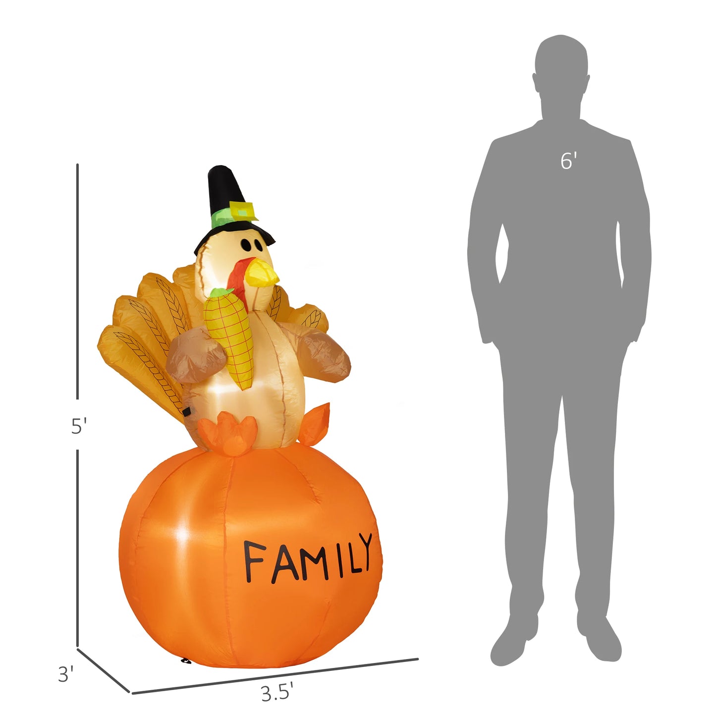 LED Inflatable Outdoor Turkey Thanksgiving Decor