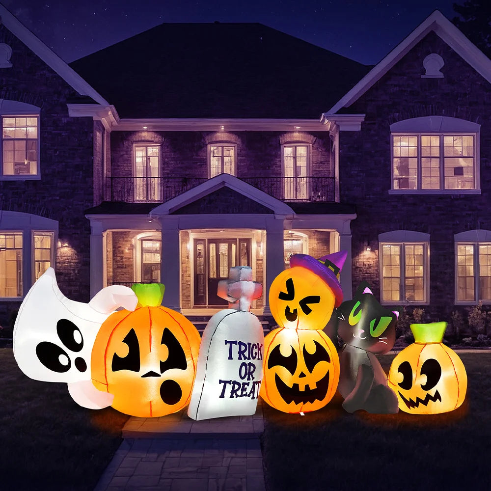 Halloween Pumpkin Ghost Cat Tombstone Inflatable Decor