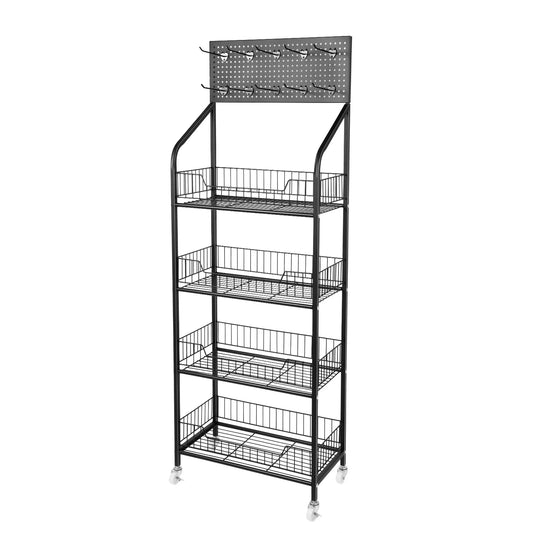 Bymaocar 4 Tier Wheel Display Rack Retail Storage Cart
