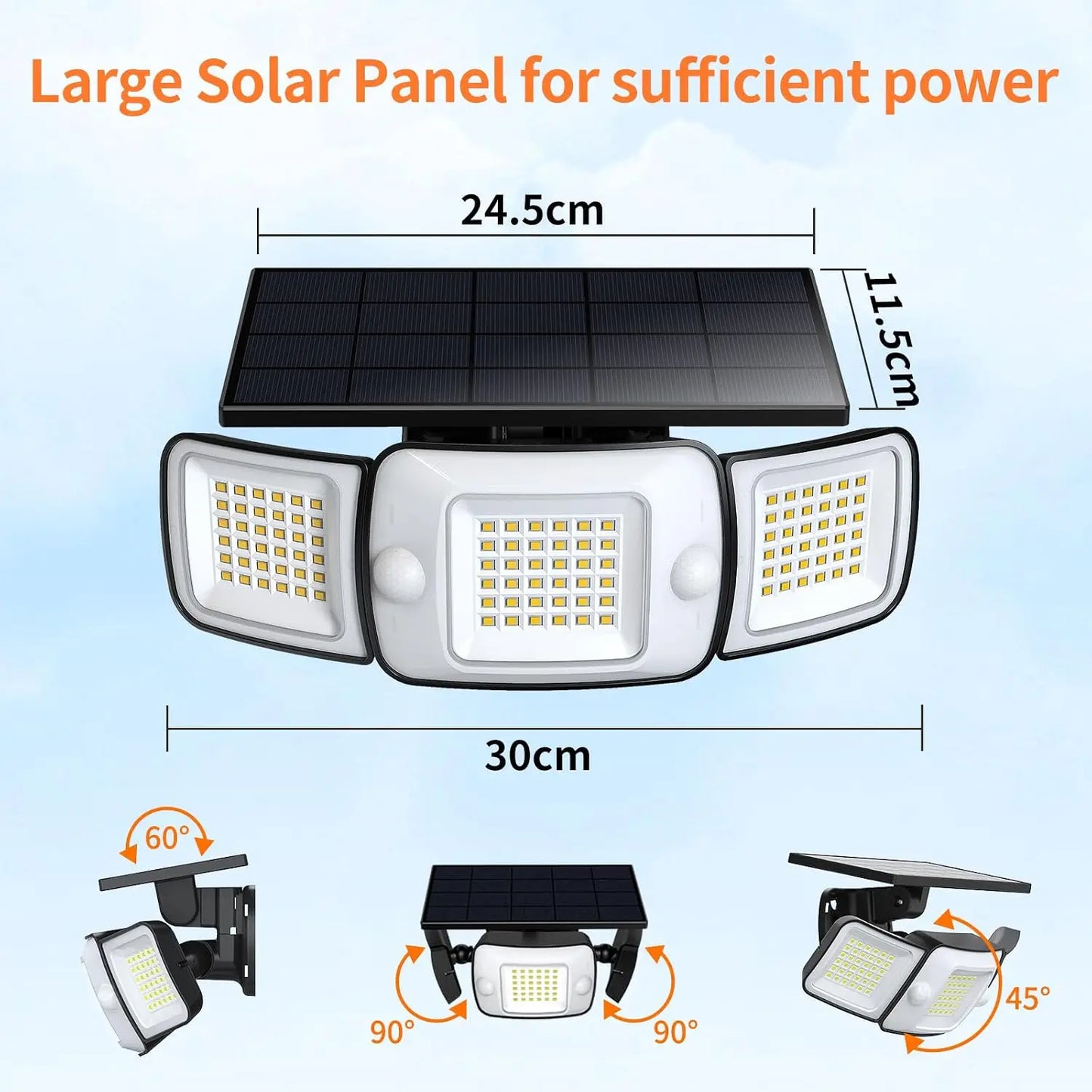Intelamp Dual Motion Sensor Solar Outdoor Flood Light