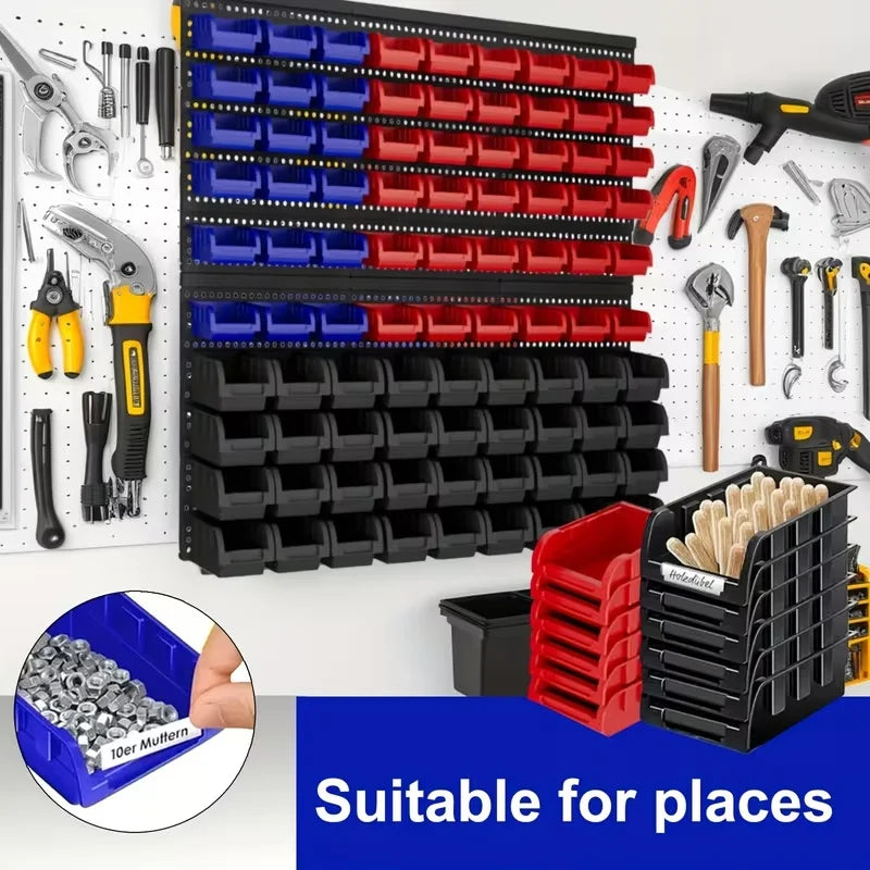Wall Mounted Parts Bin Storage Organizer Rack