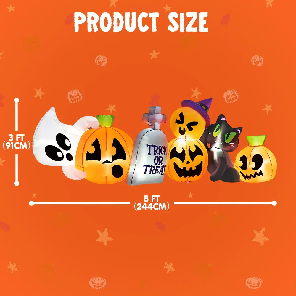 Halloween Pumpkin Ghost Cat Tombstone Inflatable Decor