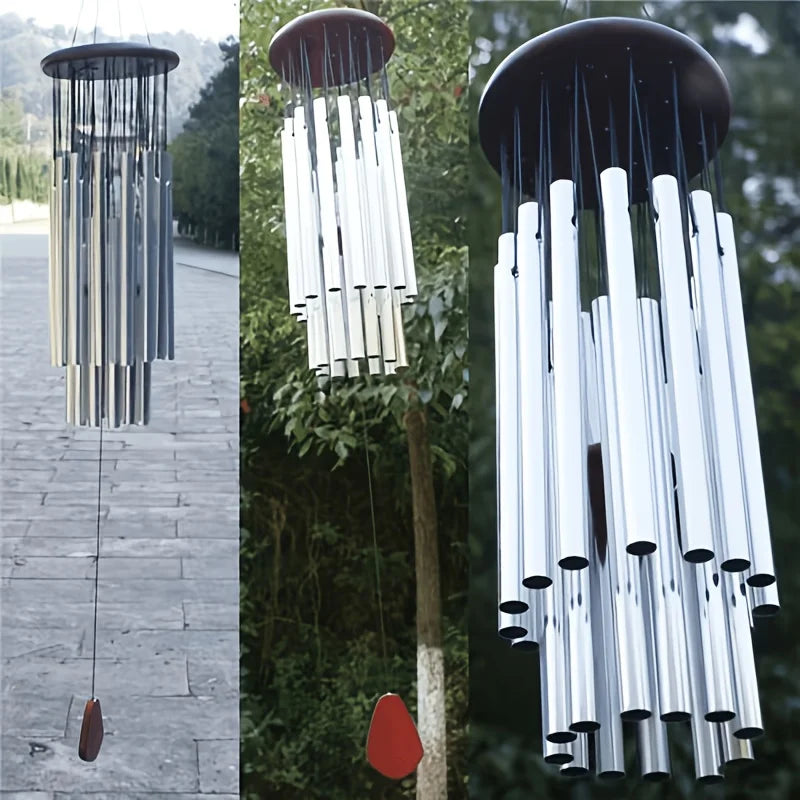 Metal Wind Chime With Wooden Top For Garden Decor