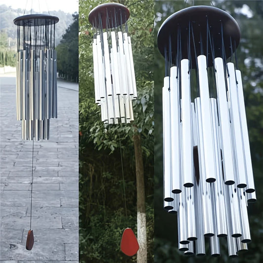 Metal Wind Chime With Wooden Top For Garden Decor