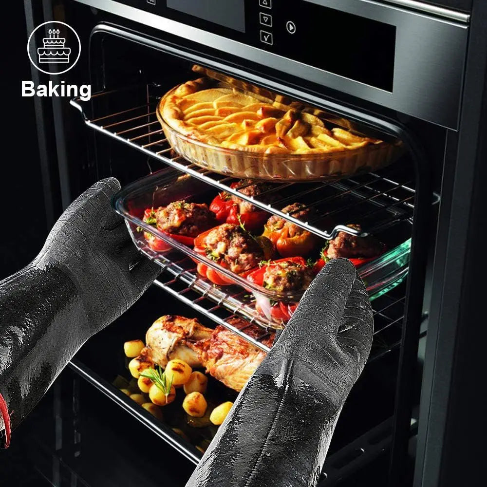 Extreme Heat Resistant Gloves for Grill BBQ, Waterproof Long Sleeve Pit Grill Gloves for Fryer, Oven, Smoker, Oil Resistant Neop