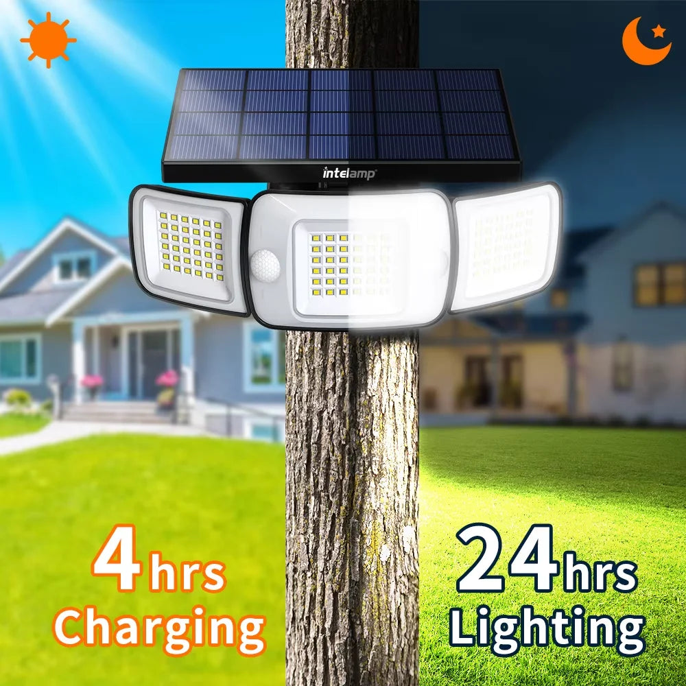 Intelamp Dual Motion Sensor Solar Outdoor Flood Light