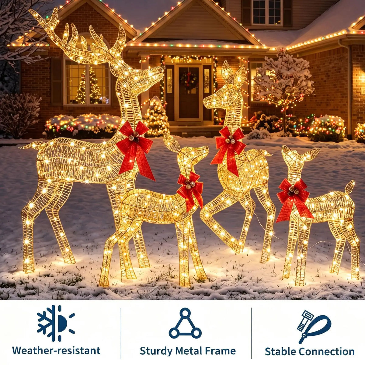 HiMISS Lighted Christmas Reindeer Family Yard Decor