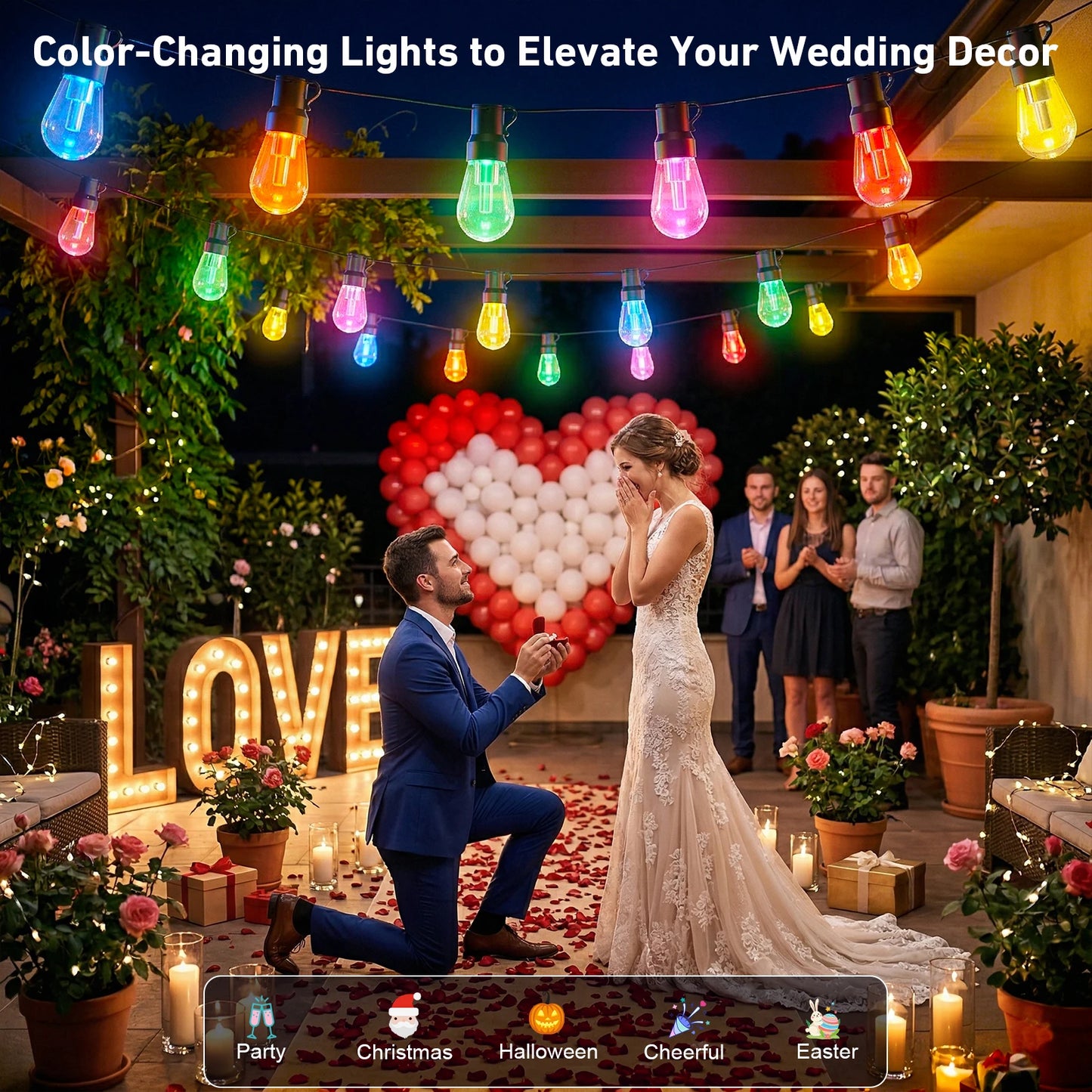 Outdoor Waterproof LED String Lights With Smart App Control