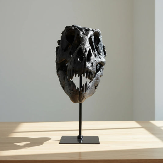 Dinosaur Fossil Figurine Resin Replica Head Sculptures with Bracket Skull Sculptures Home Office Decorations