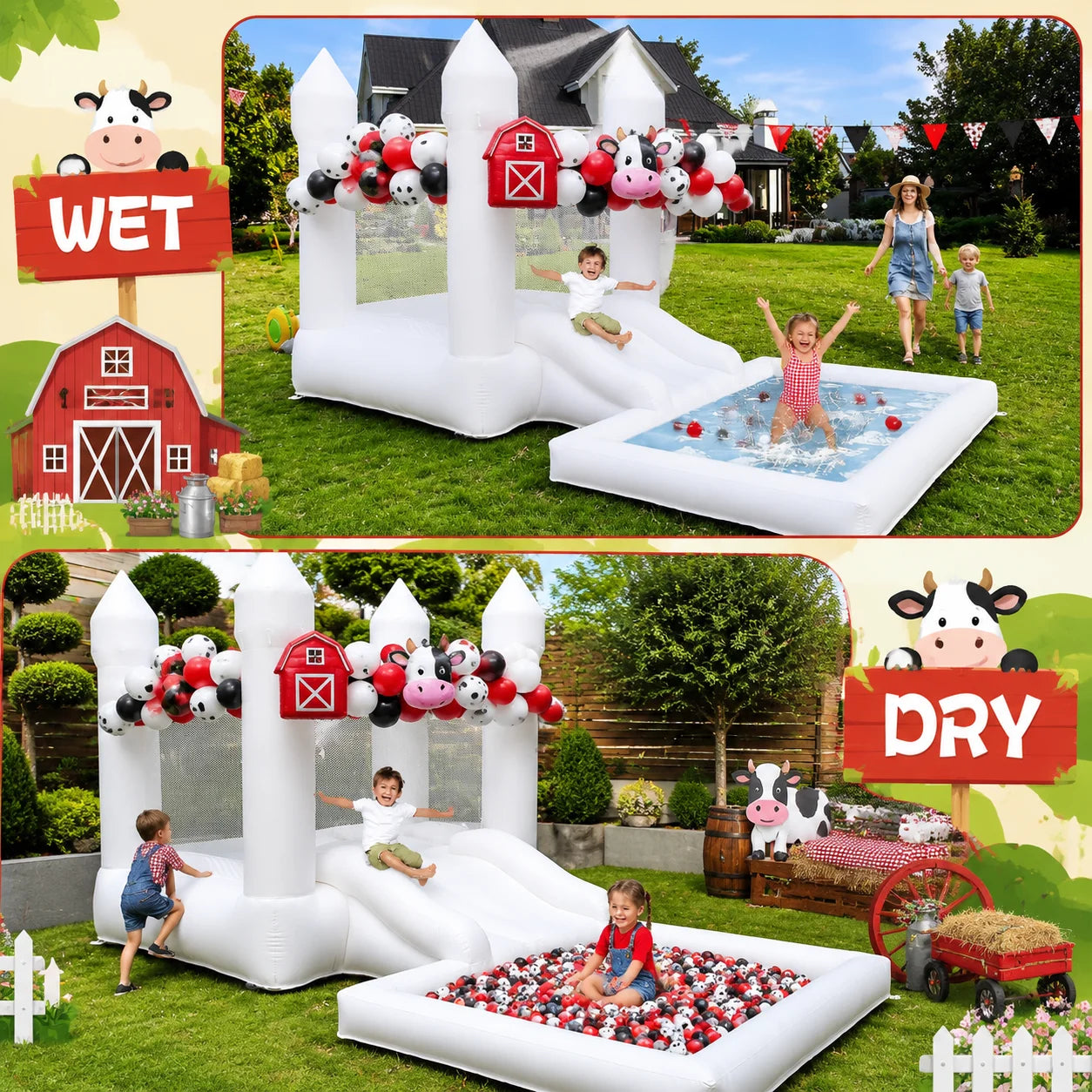 Inflatable Bouncy Castle With Slide And Ball Pit For Kids