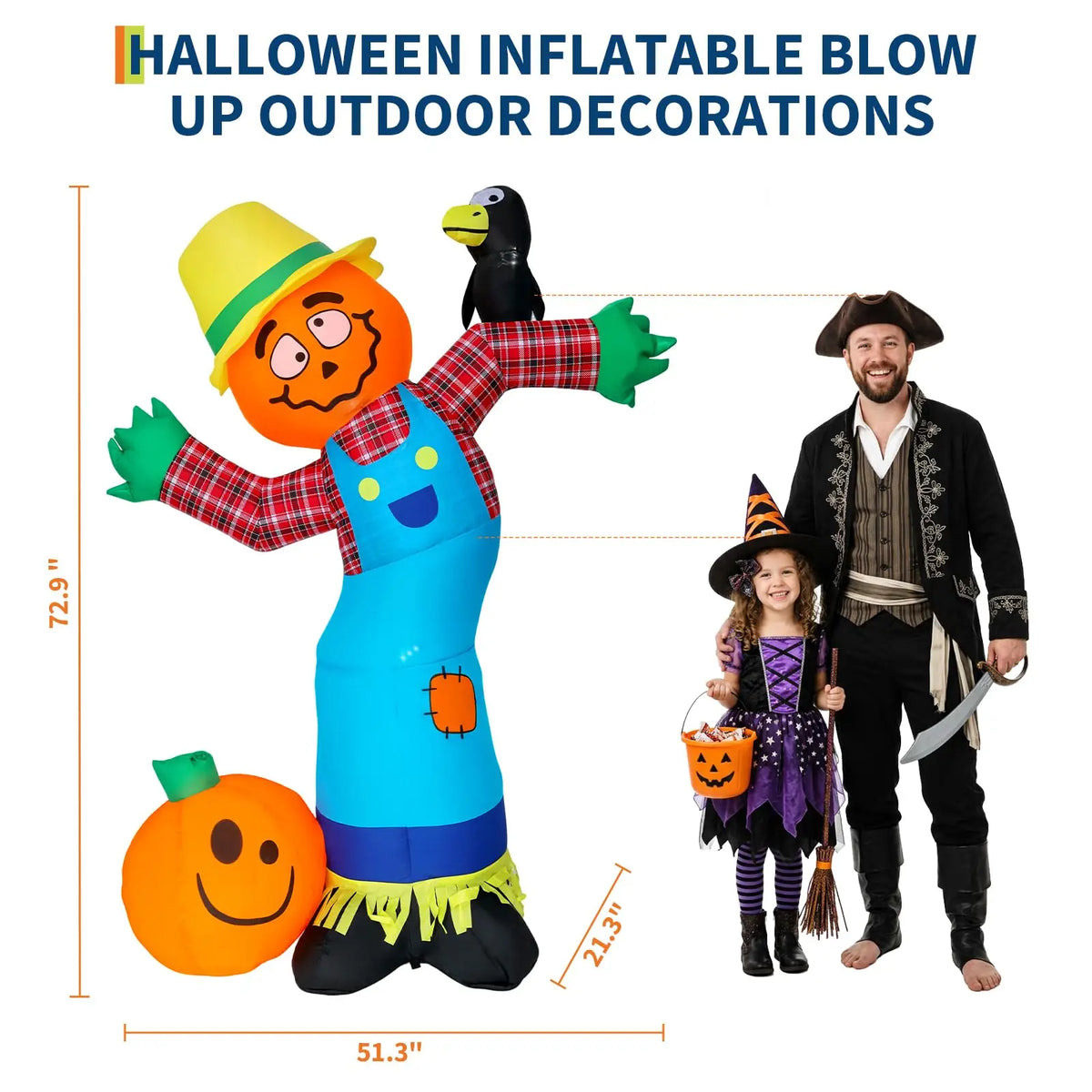 HiMISS Halloween Pumpkin Scarecrow Inflatable Yard Decor