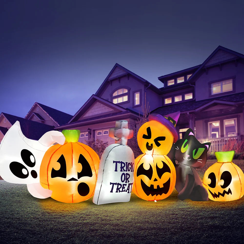 Halloween Pumpkin Ghost Cat Tombstone Inflatable Decor