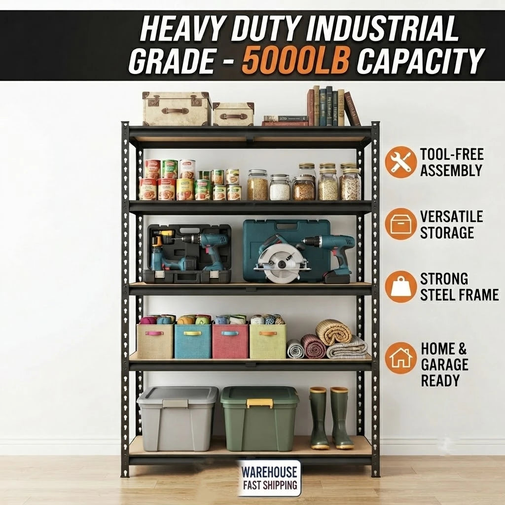 Heavy Duty Five Tier Metal Garage Storage Rack