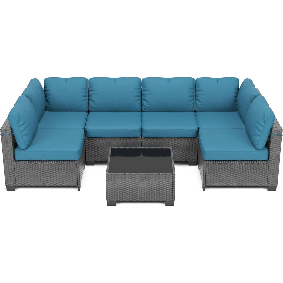 HiMISS Modular Outdoor Rattan Conversation Sofa Set