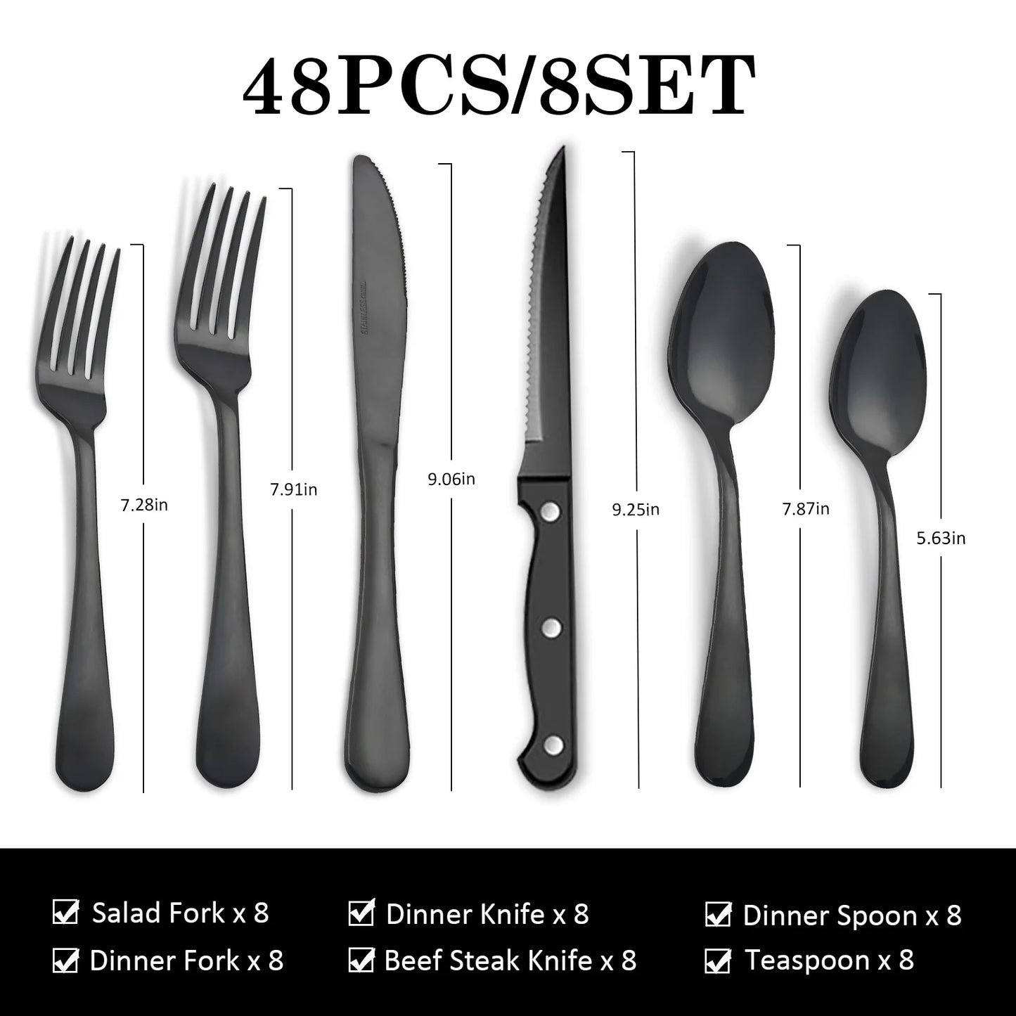 HanSmart 48-Piece Stainless Steel Cutlery With Steak Knives