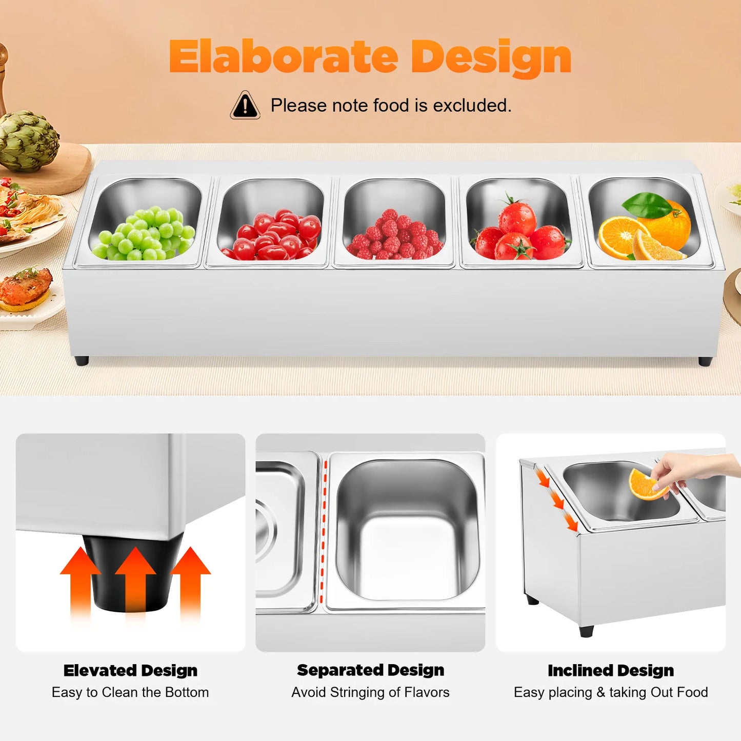 High Quality 201 Stainless Steel Seasoning Box Household Seasoning Tank Countertop Inclined Holder for Seasoning Sauce Jam Fruits 86*22.5*22cm Sliver