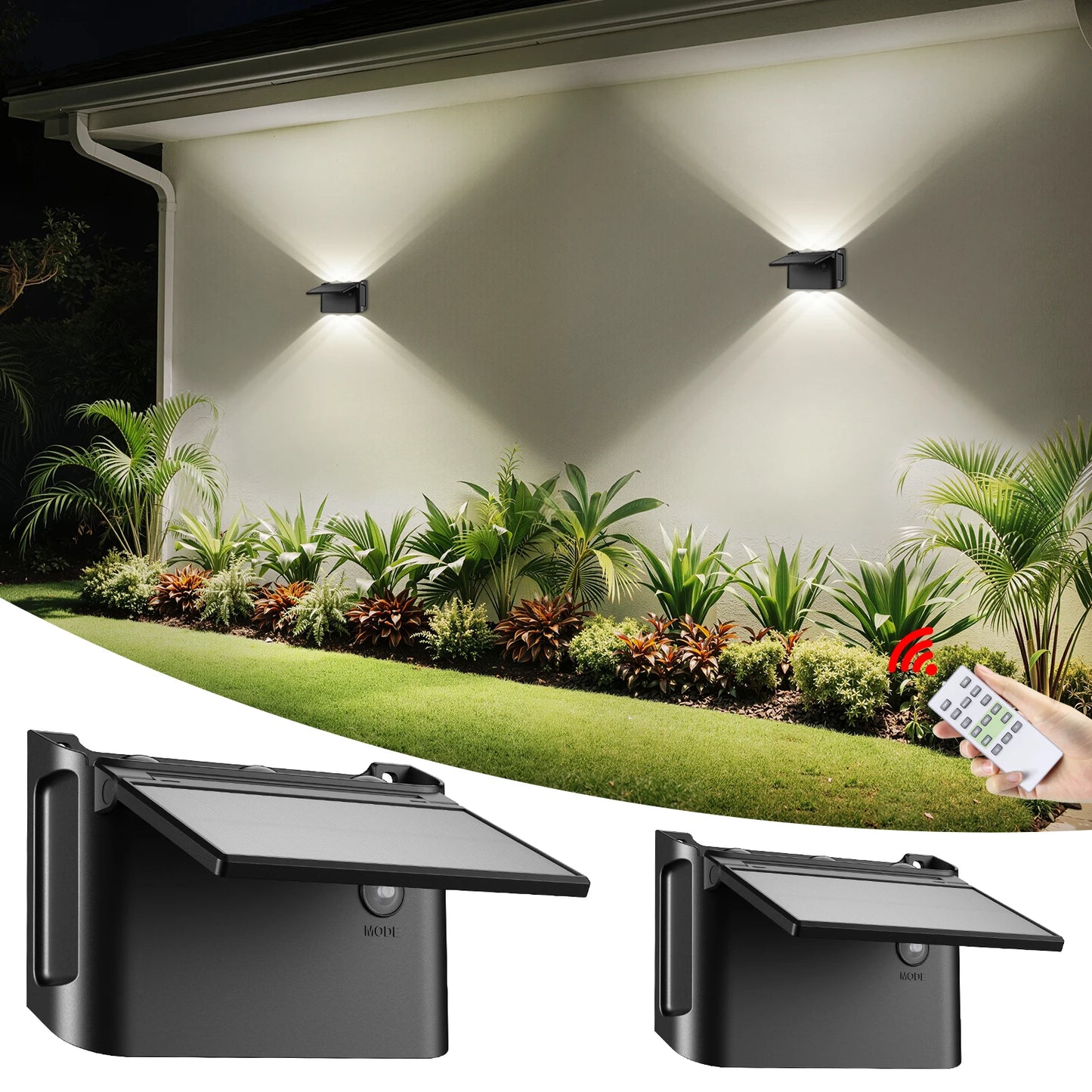 Intelamp Solar Wall Lights 2 Pack With Remote