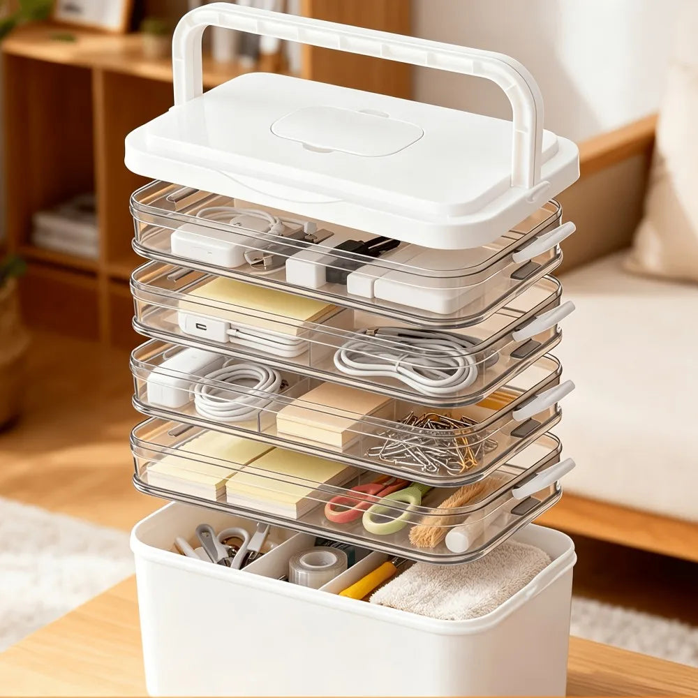Five Layer Portable Plastic Storage Box