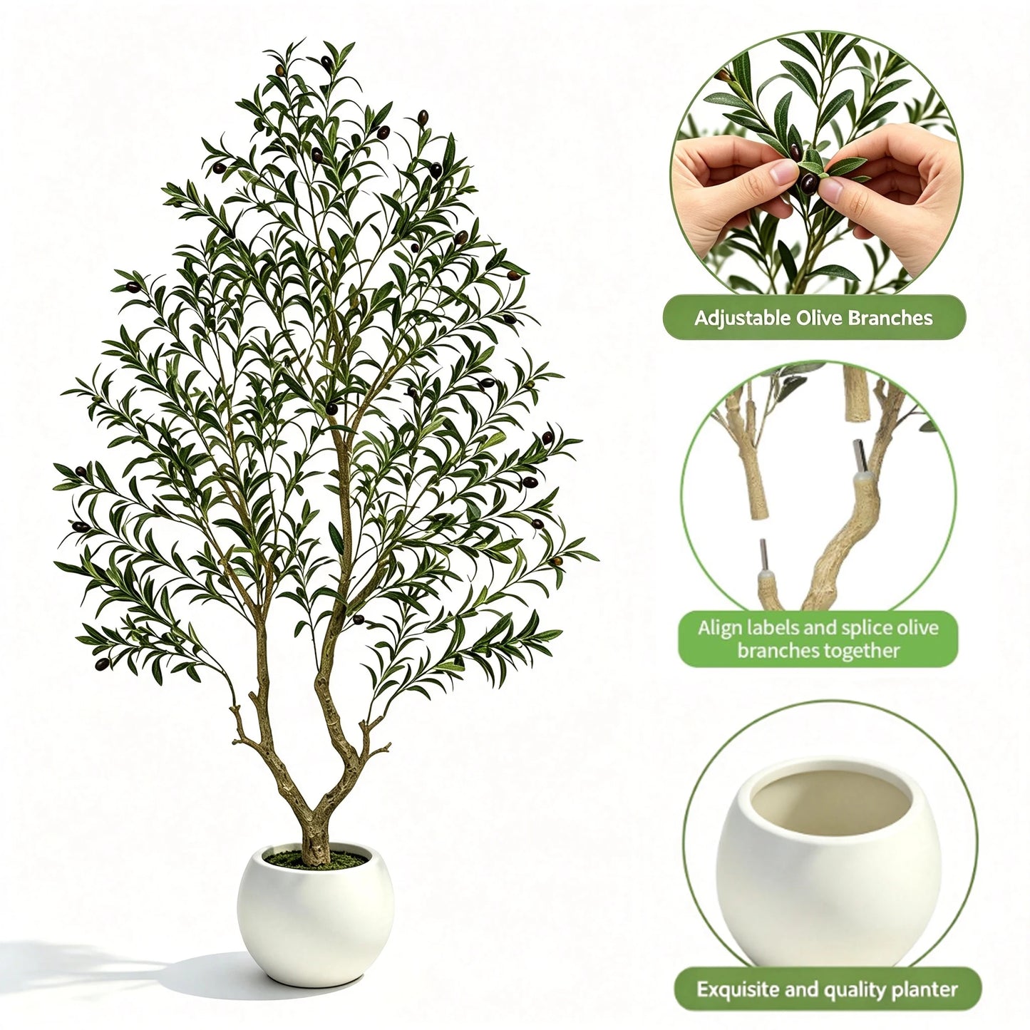Olitree Artificial Olive Tree With Decorative Planter