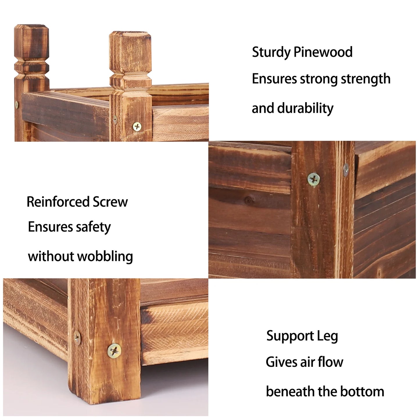 Solid Pine Wood Raised Flower Bed Garden Planter