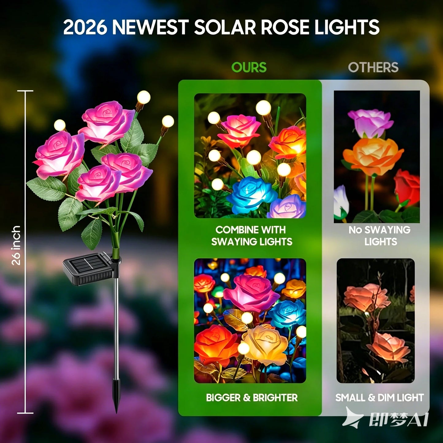 Solar Outdoor Rose LED Garden Lights
