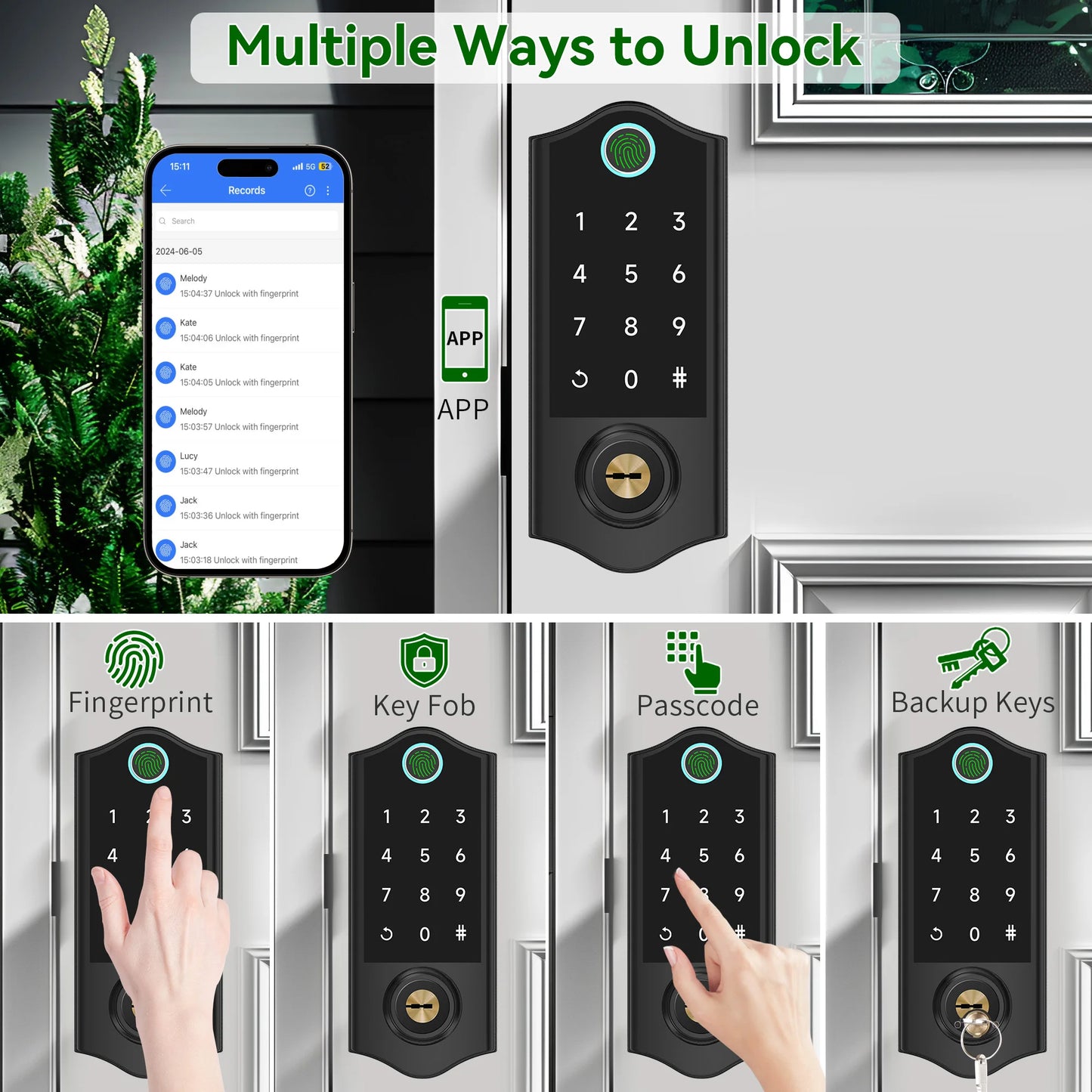 Keyless Fingerprint Door Lock With Keypad