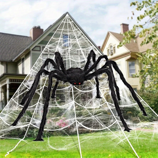 Giant Spider And Stretchy Web Halloween Decoration
