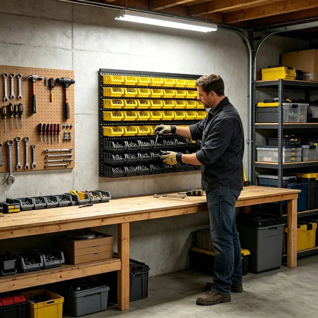 Wall Mounted Parts Bin Storage Organizer Rack