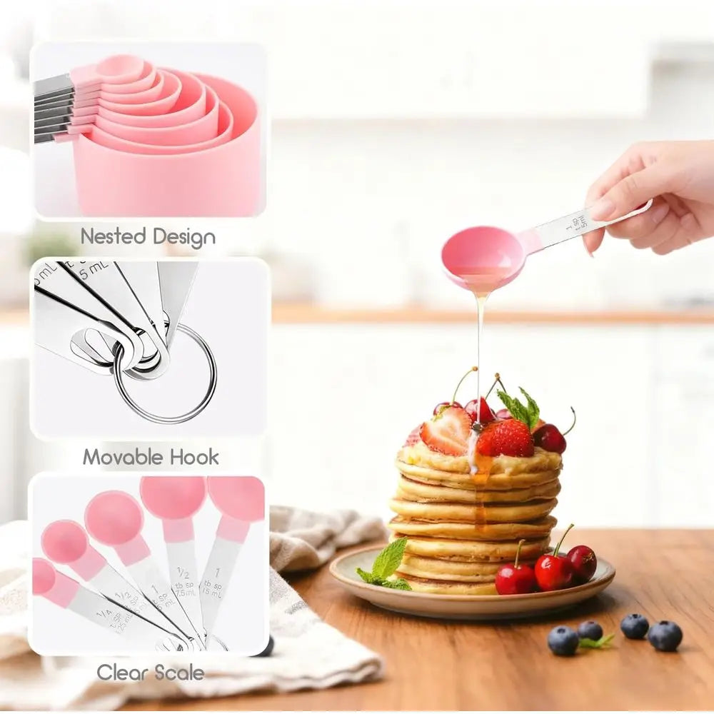 Stainless Steel Handle Measuring Cups And Spoons Set
