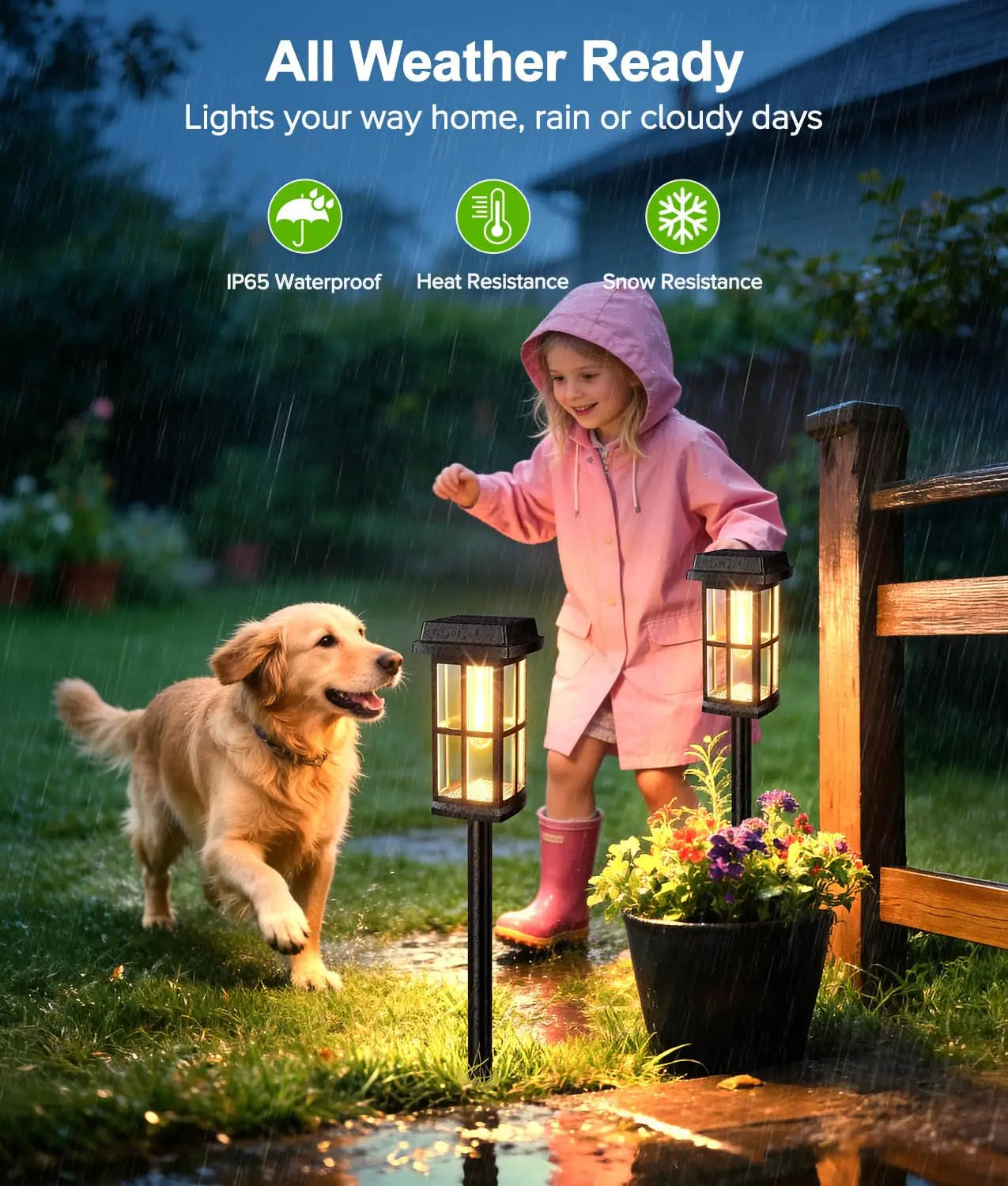 Solar Powered Pathway Lights . 8 Pack IP65 Waterproof Auto On Off Outdoor Landscape Lighting.   Decorative Solar Garden Lamps for Patio Lawn Walkway Driveway Yard