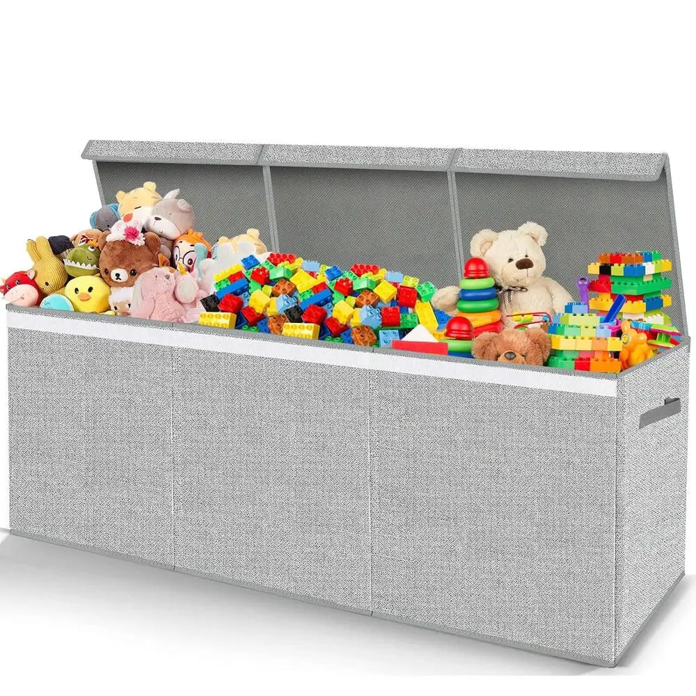 Collapsible Kids Toy Chest Boxes Organizers and Storage for Livingroom, Playroom, Closet - 35.8x12.6x16 Grey