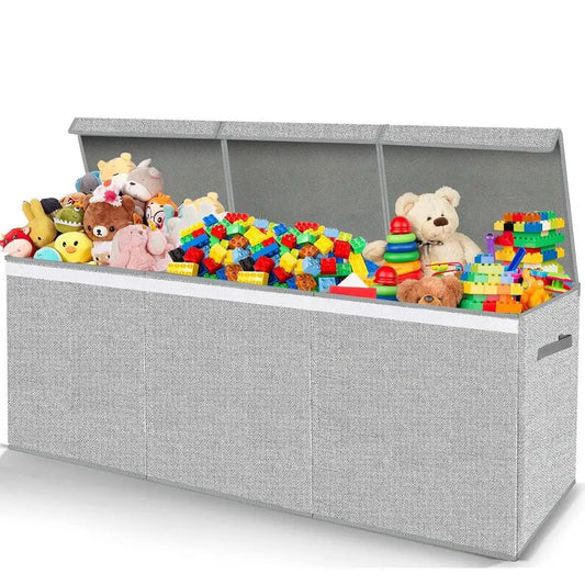Collapsible Kids Toy Chest Boxes Organizers and Storage for Livingroom, Playroom, Closet - 35.8x12.6x16 Grey